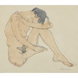 Fyffe Christie, British 1918-1979- Crouching figure I, 1978; watercolour and pencil on paper, signed