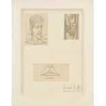 Preliminary sketches for Bernard Buffet, Composition (three studies); pencil on tissue-thin paper,