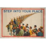 WWI INTEREST: a recruitment poster, 'STEP INTO YOUR PLACE?', Parliamentary Recruiting Committee,