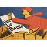 F. Kersters, lithographic poster on paper, 'Lisez Le Peuple', signature printed upper right, 76cm
