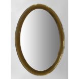 In the manner of Fontana Arte, c.1950, an oval mirror with smoked glass border, 88cm x 60cm,Please