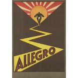 A Swiss 'ALLEGRO' Motorcycle poster, Publivox, Geneve, 98.5cm X 68cm, within fitted plastic