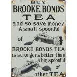 A 'Brooke Bonds TEA' enamel advertising sign, Falkirk Iron & Co, London, 29.7cm x 21cmPlease refer