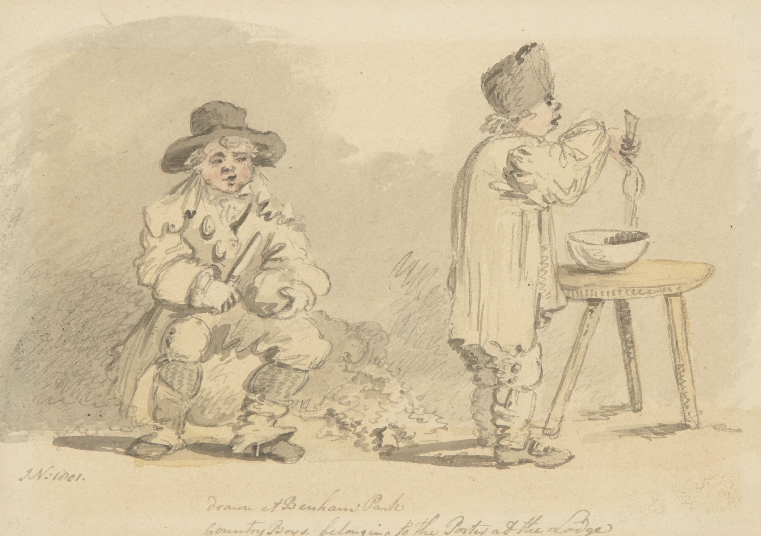 Isaac Cruickshank, British 1756-c.1810- Scene in a kitchen; pen and brown ink and watercolour over - Image 5 of 7