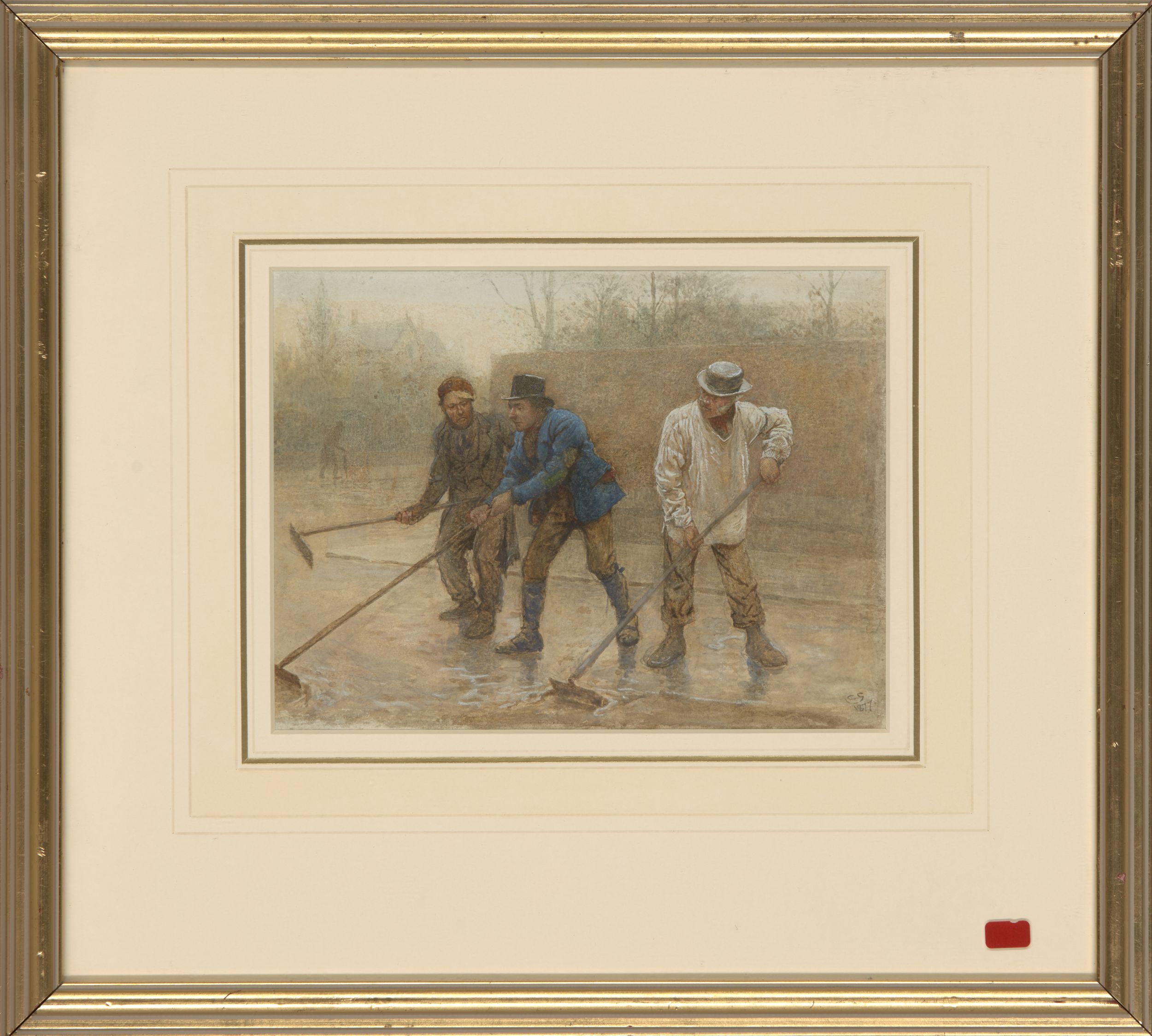 Charles Green RI, British 1840-1898- Clearing Slush in the Suburbs; watercolour, signed with - Image 2 of 3