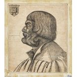 Erhard Schön, German c.1491-1542- Portrait of Albrecht Dürer, 1527; woodcut on laid paper, a later