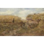 Edward Hargitt RI, Scottish 1835-1895- A Bit in a Cornfield, painted on the spot; oil on board,