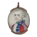 Circle of Henry Spicer, British c.1742-1804- Portrait miniature of a British officer, possibly in