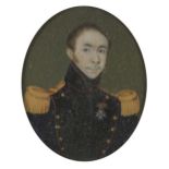 French School, early 19th century- Portrait miniature of J F S Blanpain, capitaine d’artillerie de