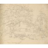 Thomas Hearne, British 1744-1817- Cottages in a woodland setting; pencil, bears inscription to the