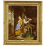 Thomas P Hall, British fl.1837-1867- Young Love, circa 1860; oil on canvas, signed with monogram,