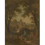 Thomas Creswick RA, British 1811-1869- Teddington Church; oil on board, signed, signed, inscribed