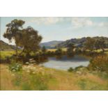 Alfred Oliver, British 1886-1921- The River Llwywy (sic); oil on board, signed, 23.5x33.5cm