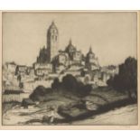 William Strang RA, Scottish 1859-1921- The Cathedral, Segovia; etching, 1913, signed in pencil, from