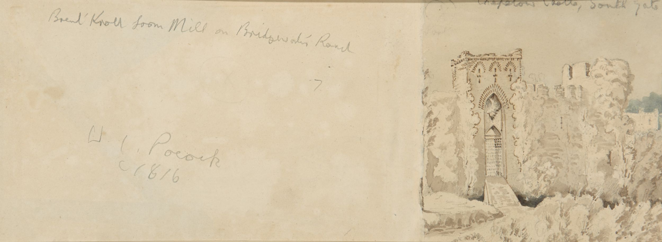 William Innes Pocock, British 1783-1836- Brent Knoll from Mill on Bridgewater Road, (recto), - Image 2 of 2