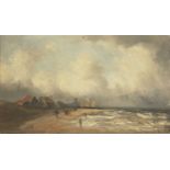 Attributed to Auguste Vyaret, French exh 1838-1844- Coastal landscape; oil on canvas, bears