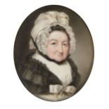 John Cox Dillman Englehart, British 1784-1862- Portrait miniature of a lady, quarter-length turned