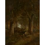 Joseph Thors, Dutch 1843-1898- Figure in a wooded landscape; oil on canvas, signed, 92.