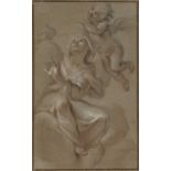 Attributed to Giacinto Brandi, Italian 1623-1691- A female Saint in glory accompanied by an angel;