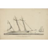 J Rogers, British/American 19th century- An American Three Masted Schooner; lithograph, published