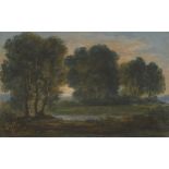 Attributed to Benjamin West PRA, American/British 1738-1820- Arcadian landscape at sunset;