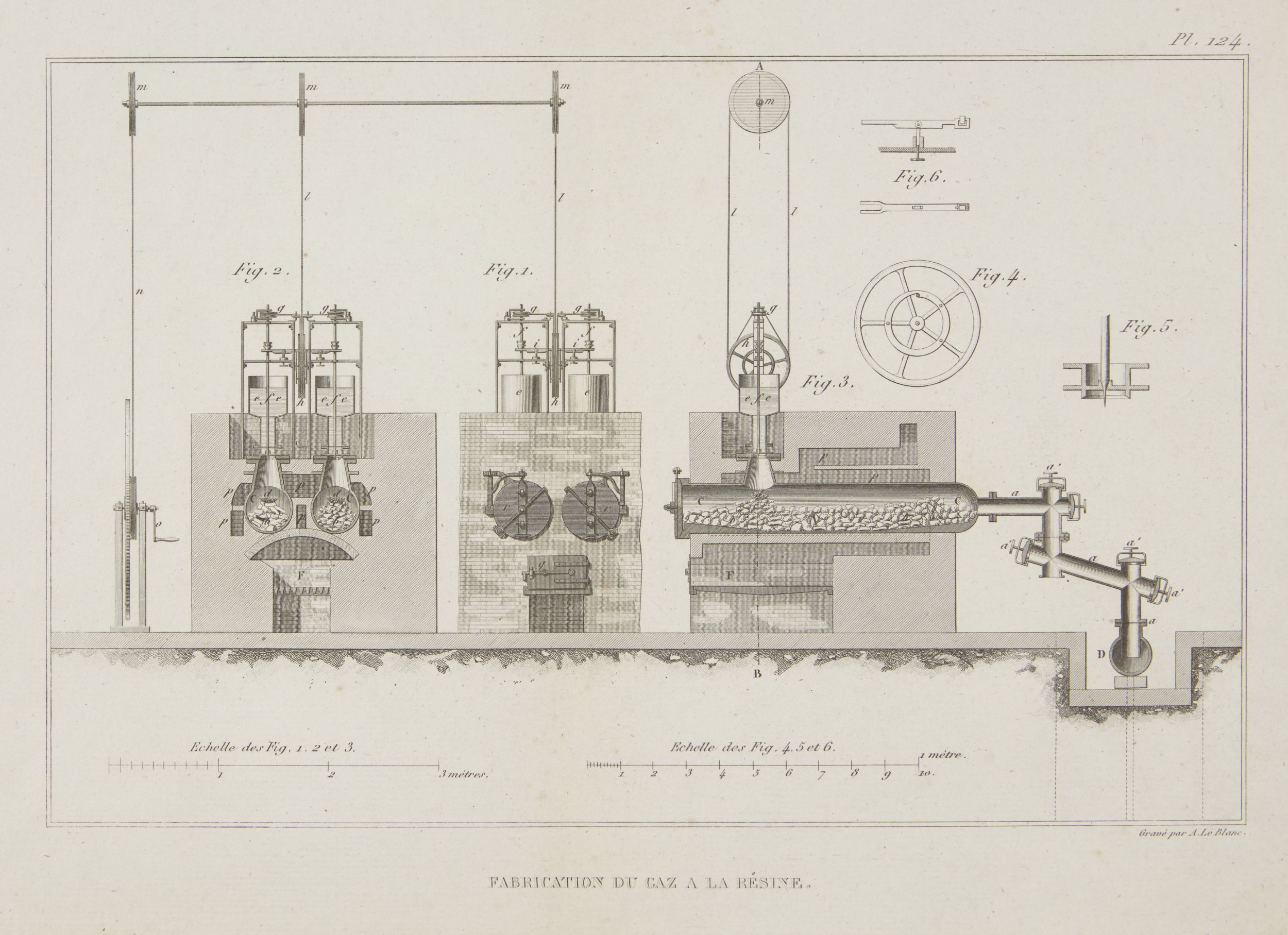 A le Blanc, French act.1819- Preparation du Gaz de Schiiste; copper engraving, 23.5x32cm: together - Image 3 of 7