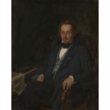 French School, mid-late 19th century- Portrait of a gentleman seated three-quarter length turned