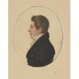 British School, early 19th century- Portrait miniature of a gentleman, quarter-length turned to