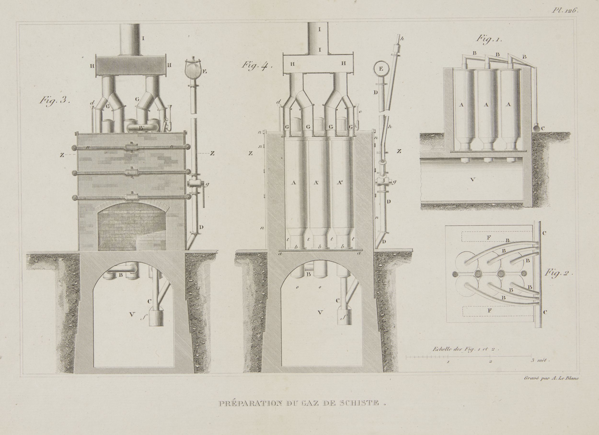 A le Blanc, French act.1819- Preparation du Gaz de Schiiste; copper engraving, 23.5x32cm: together - Image 2 of 7