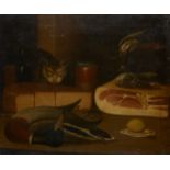 British Naive School, mid-19th century- Cat at a table in a larder; oil on canvas 50.5x60.7cm: