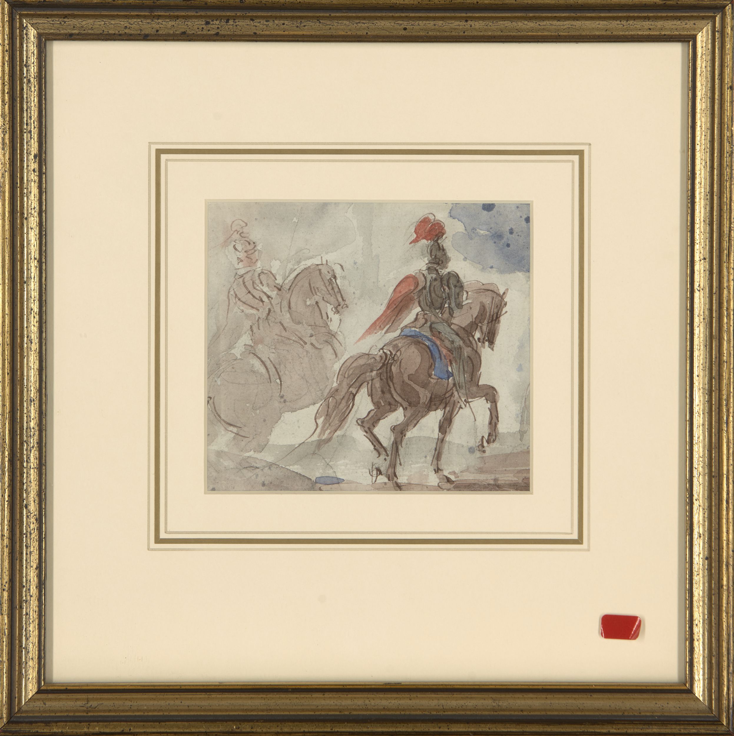 Sir John James Steuart [Stewart] FRSE, Scottish 1779-1849- Study of horsemen; pen, brown ink and - Image 2 of 3