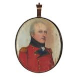 British School, early 19th century- Portrait miniature of a British officer, quarter-length turned