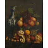 British School, mid-19th century- Still life of apples, grapes, oranges, walnuts, pears and a