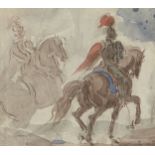 Sir John James Steuart [Stewart] FRSE, Scottish 1779-1849- Study of horsemen; pen, brown ink and