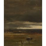 John Dearman, British act. 1824-1857- Storm, Merrow down near Guildford; oil on canvas, signed and