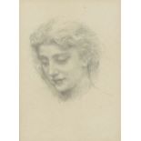 Henry Holiday, British 1839-1927- Woman’s Head; soft pencil on paper, 15x11cm Provenance: with