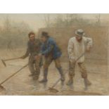 Charles Green RI, British 1840-1898- Clearing Slush in the Suburbs; watercolour, signed with