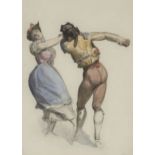 Thomas Miles Richardson Jnr RWS, British 1813-1890- A Spanish Dance, Malaga, c.1850; black chalk and