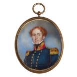 Circle of George Place, British c.1755-1805/9- Portrait miniature of a British officer, quarter-