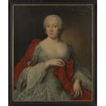 Johann-Philipp Behr, German, fl. 1740-1756- Portrait of Susanna Judit von Stokum (1720-1750) three-