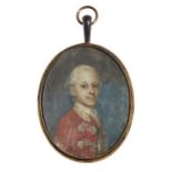 Circle of Gervase Jarvis Spencer, British c.1715-1763- Portrait miniature of a young gentleman,