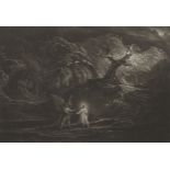 John Martin RA, British 1789-1854- Christ Tempted in the Wilderness; mezzotint engraving, signed and