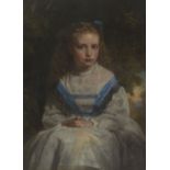 Alexander Johnston, Scottish 1815-1891- Portrait of a girl, seated three-quarter length in a white