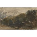 David Cox Jnr., British 1809-1885- Dark Trees; watercolour, 8x13.3cm Provenance: with Abbott &
