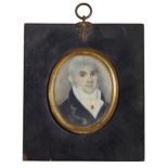 Circle of Jean-Baptiste Sambat, French 1760-1827- Portrait miniature of a gentleman, quarter-