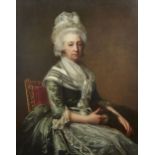 Jean-Laurent Mosnier, French 1742-1808- Portrait of a lady seated three-quarter length wearing a