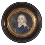 Circle of Jean André Rouquet, Swiss 1701-1758- Portrait miniature of a naval officer, quarter length