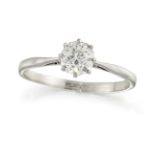 A platinum, diamond single stone ring, the old brilliant-cut diamond, weighing approximately 0.50