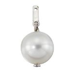 A single cultured pearl and diamond drop, the pearl measuring approximately 13.3mm with a single