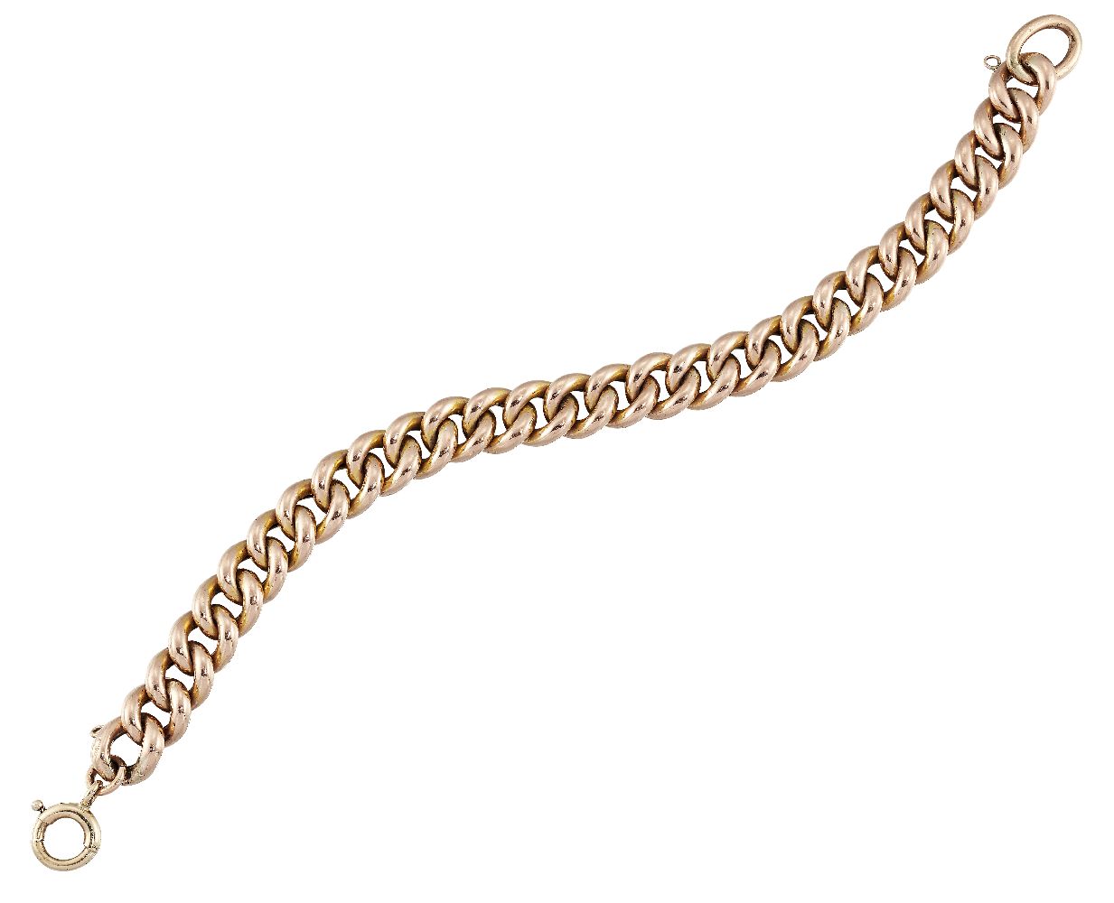A late nineteenth century gold curb link bracelet, length 20.5cm, approx. 17.4gPlease refer to